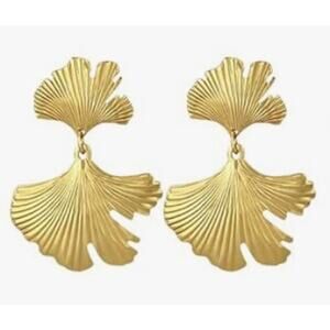 Ginkgo Biloba Gold Drop Earrings